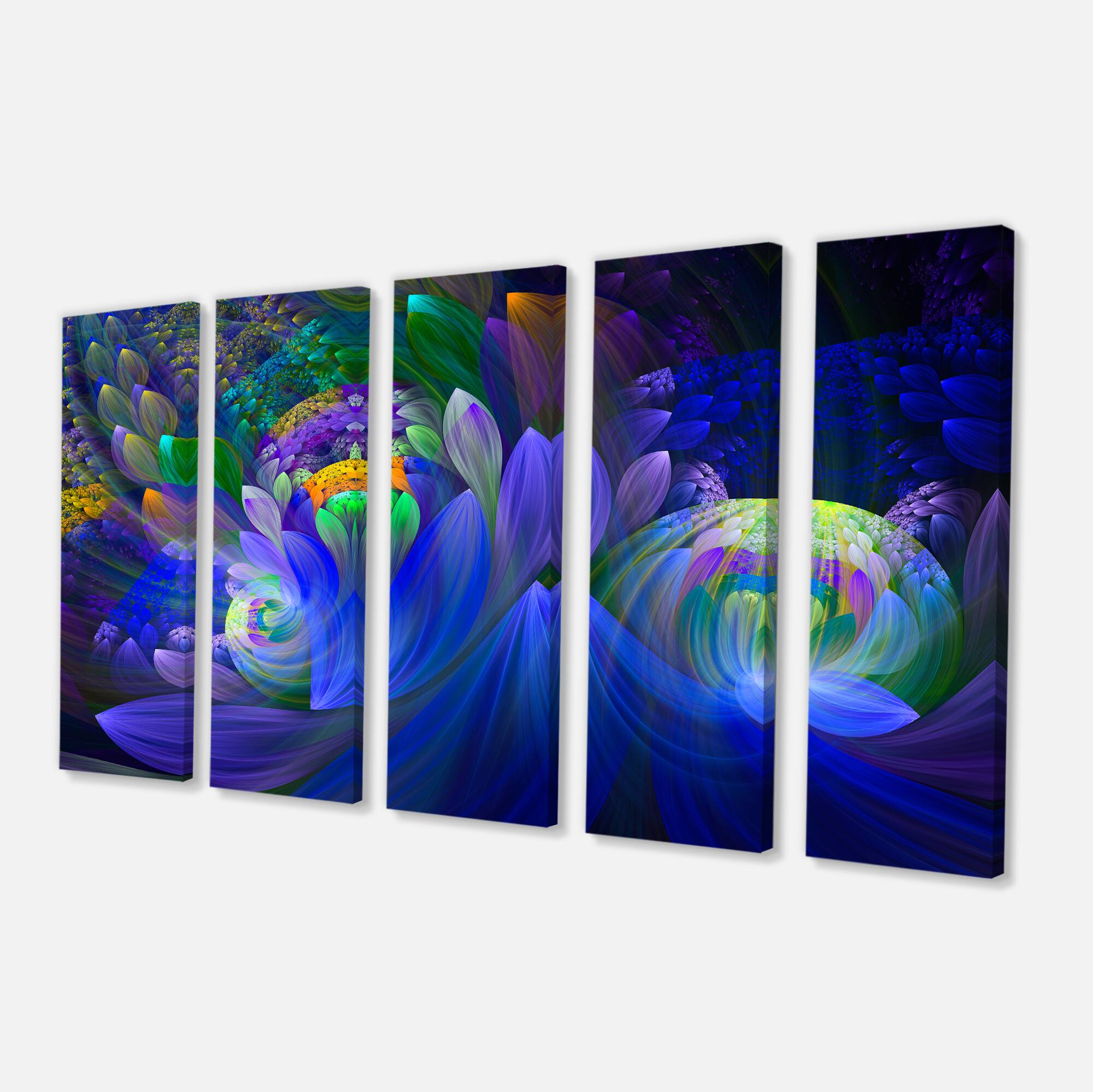 Designart - Blue Fractal Flower Bouquet